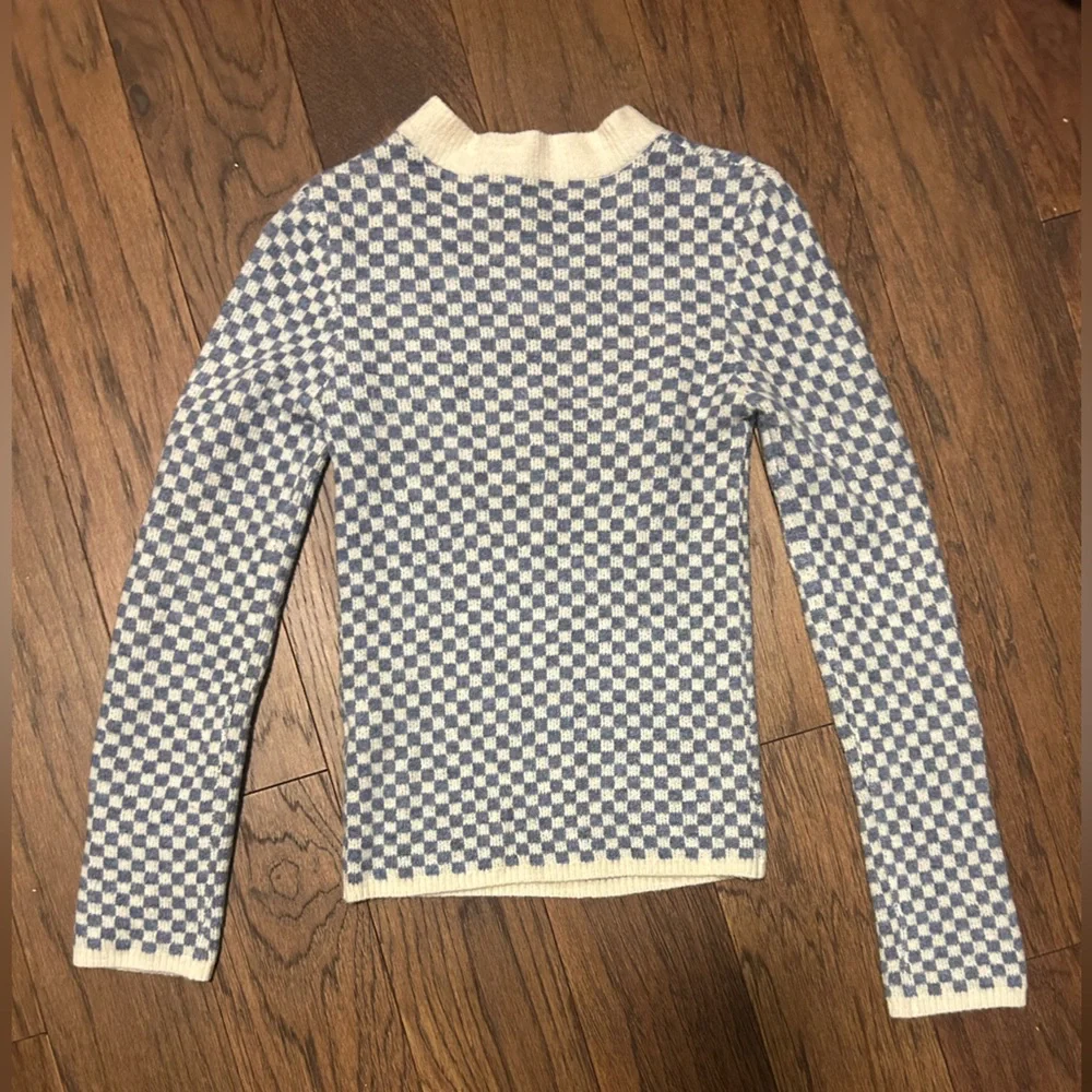 Oak + Fort Checkered Sweater with Front Cut-Out